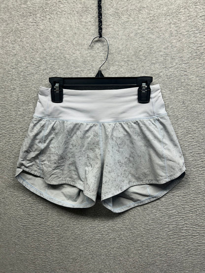 Lululemon Speed Up Mid-Rise Lined Short 4" Size 0 Gravel Dust Pastel Blue Multi / Pastel Blue