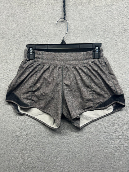 Lululemon Hotty Hot Short II Long 4" Size 6 Heather Lux Multi Black / Heathered Black