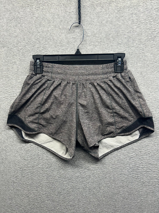 Lululemon Hotty Hot Short II Long 4" Size 6 Heather Lux Multi Black / Heathered Black