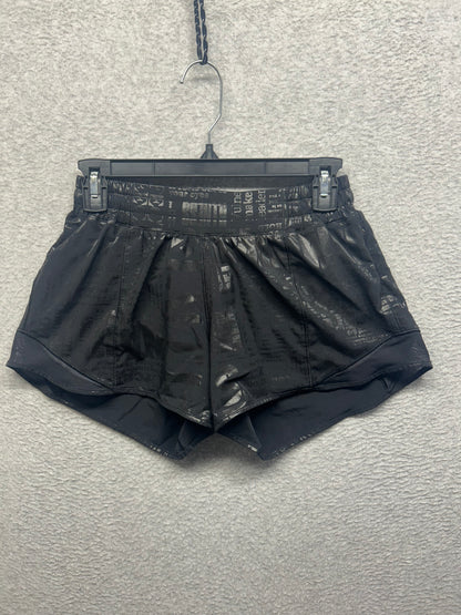 Lululemon Hotty Hot Short II Long 4" Manifesto Size 6 20YR Manifesto Foil Black Black / Black