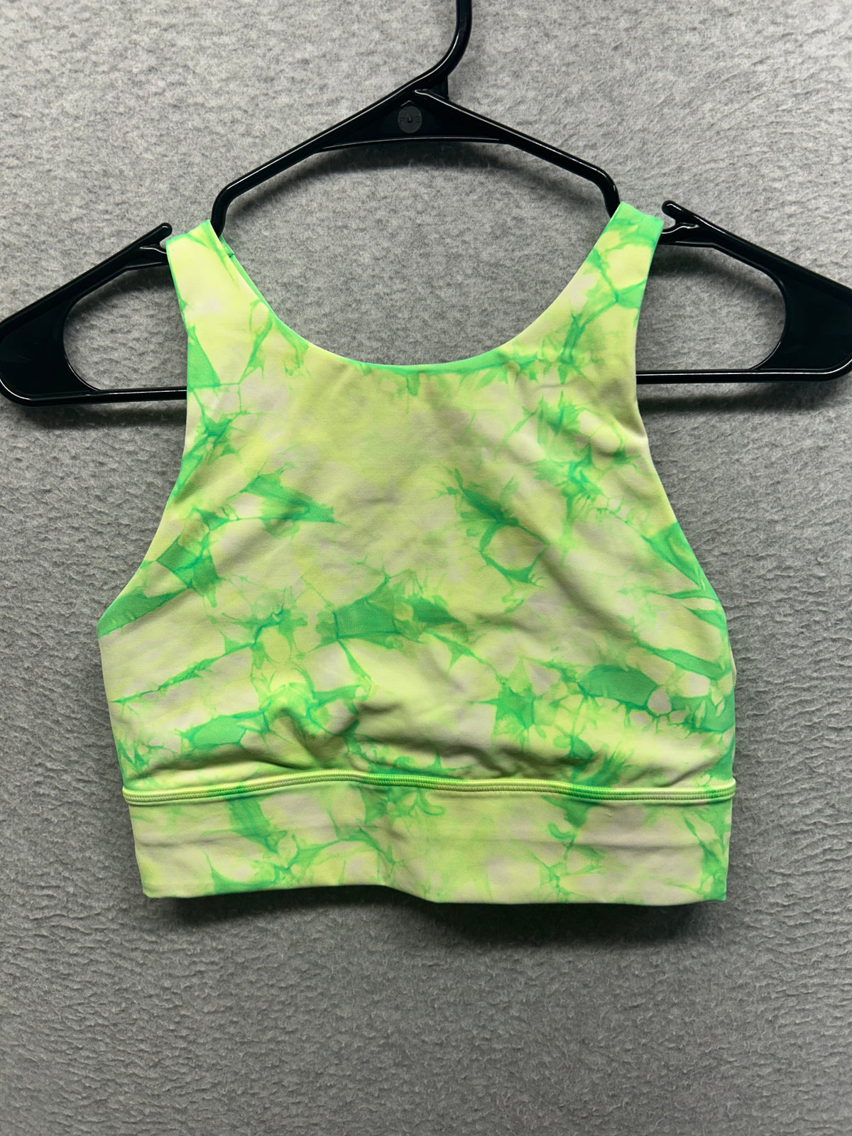 Lululemon Energy Bra High Neck Long Line Shibori Size 6 Dual Shibori White Highlight Yellow Highlight Green
