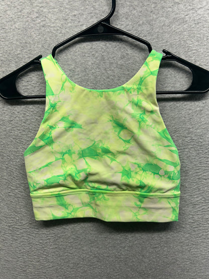 Lululemon Energy Bra High Neck Long Line Shibori Size 6 Dual Shibori White Highlight Yellow Highlight Green
