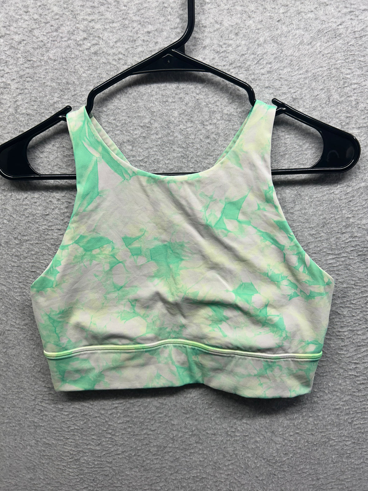 Lululemon Energy Bra High Neck Long Line Shibori Size 10 Dual Shibori White Highlight Yellow Green