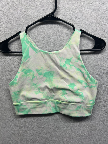 Lululemon Energy Bra High Neck Long Line Shibori Size 10 Dual Shibori White Highlight Yellow Green