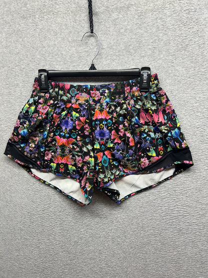 Lululemon Hotty Hot Low-Rise Lined Short 4" Size 8 Flowerscope Black Multi / Black