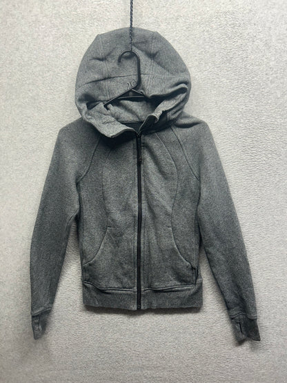 Lululemon Scuba Hoodie Light Cotton Fleece Size 4 Heathered Speckled Black