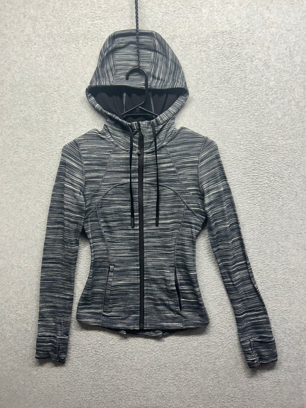 Lululemon Hooded Define Jacket Nulu Size 4 Heathered Black / White / Black