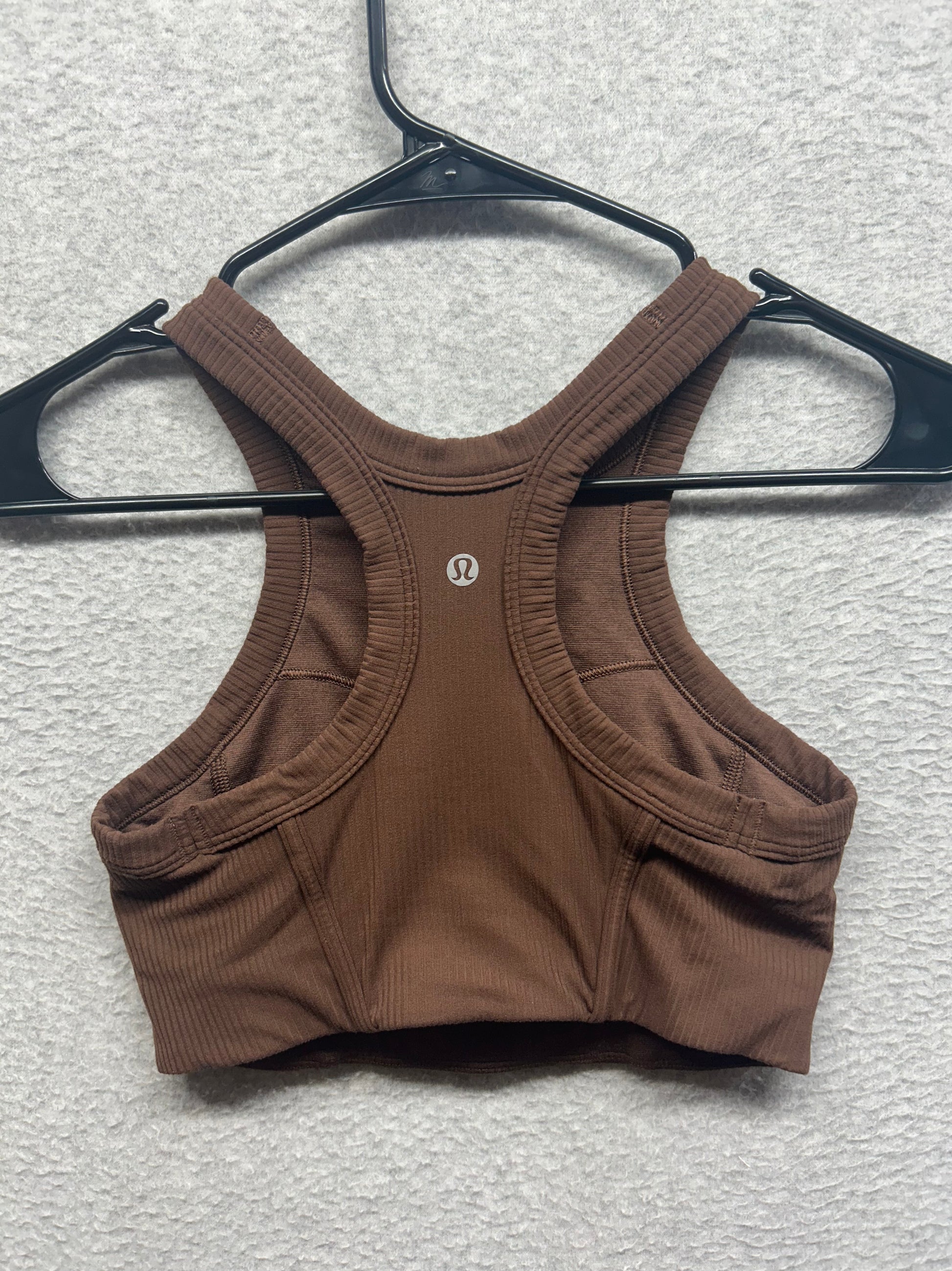 Lululemon Ribbed Nulu High-Neck Yoga Bra Light Support, B/C Cup Size 6 Java