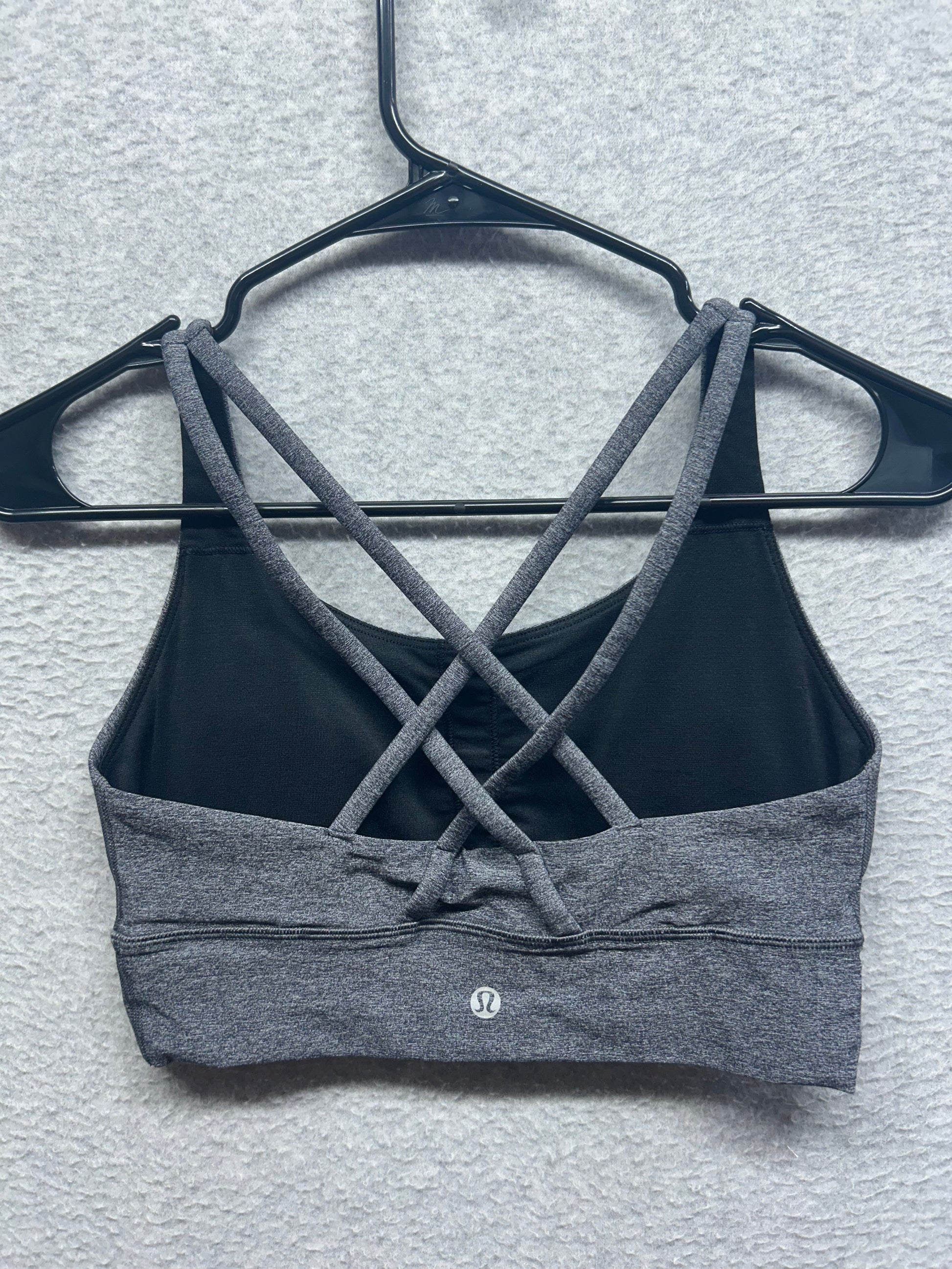 Lululemon Energy Bra Long Line Size 6 Heathered Black