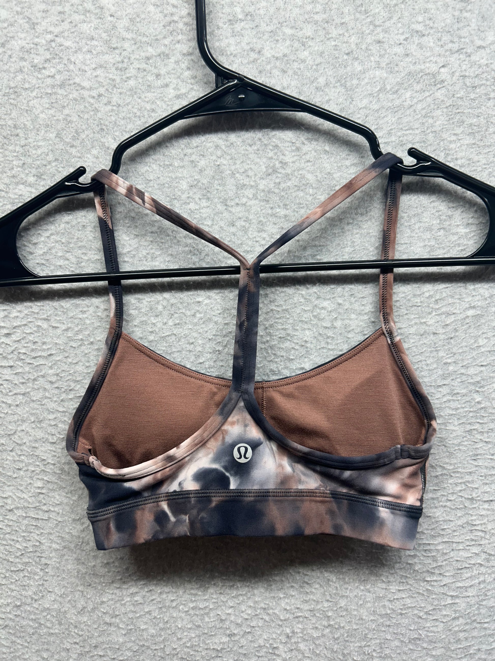 Lululemon Flow Y Nulu Bra Light Support, A–C Cups Size 2 Diamond Dye Seashell Smoky Topaz Graphite Grey