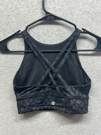 Lululemon Energy Bra High Neck Long Line Medium Support B-D Size 4 Formation Camo Deep Coal Multi