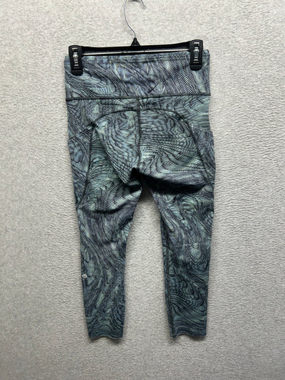 Lululemon Fast and Free High Rise Crop 23" Size 6 Dimensional Icing Blue Multi