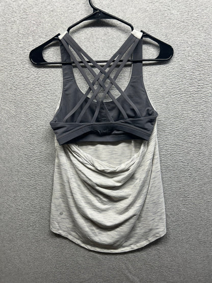 Lululemon Slay The Studio 2-In-1 Tank Medium Support B/C Cup Size 4 Tiger Space Dye Hail White / Titanium