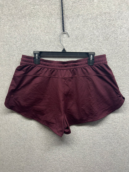 Lululemon Soft Jersey Mid-Rise Curved-Hem Short 3" Size L Garnet