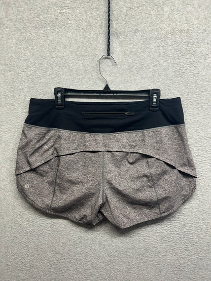 Lululemon Speed Up Short Long 4" Updated Fit Size 12 Heather Lux Multi Black / Black (First Release)