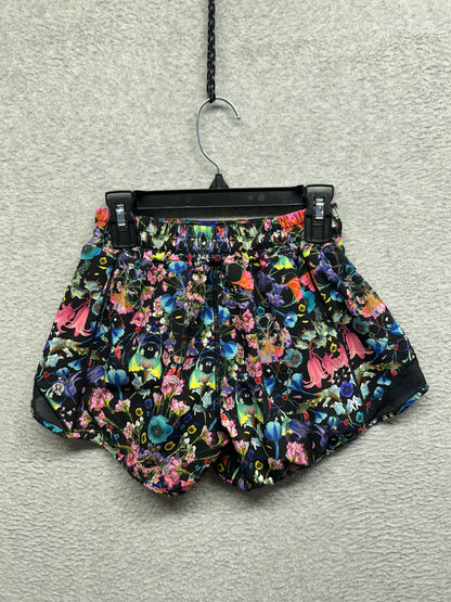 Lululemon Hotty Hot Low-Rise Lined Short 4" Size 2 Flowerscope Black Multi / Black