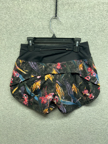 Lululemon Speed Up Mid-Rise Lined Short 4" Size 2 Veiled Floral Black Multi / Black