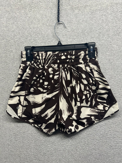 Lululemon Hotty Hot High-Rise Lined Short 4" Size 6 Monarch Bloom Bone Espresso / Bone
