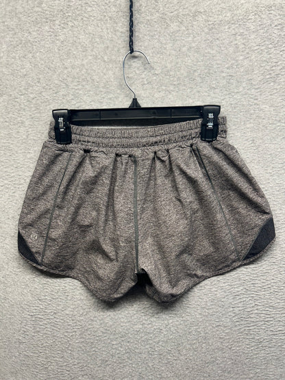 Lululemon Hotty Hot Short II Long 4" Size 6 Heather Lux Multi Black / Heathered Black