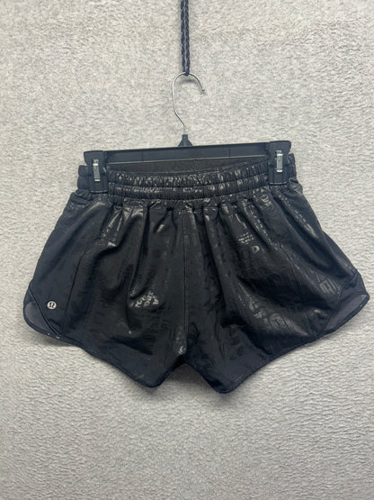 Lululemon Hotty Hot Short II Long 4" Manifesto Size 6 20YR Manifesto Foil Black Black / Black