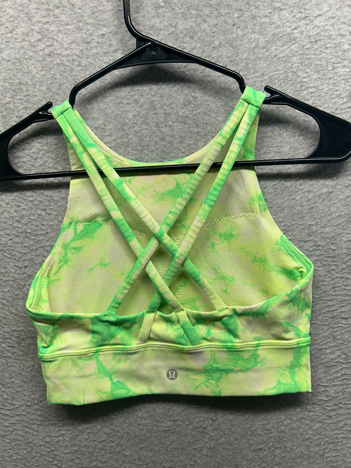 Lululemon Energy Bra High Neck Long Line Shibori Size 6 Dual Shibori White Highlight Yellow Highlight Green