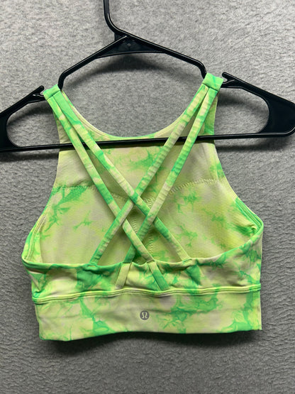 Lululemon Energy Bra High Neck Long Line Shibori Size 6 Dual Shibori White Highlight Yellow Highlight Green