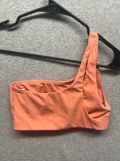 Lululemon Ribbed Nulu Asymmetrical Yoga Bra Size 4 Sunny Coral