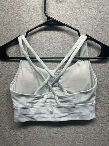 Lululemon Energy Bra Long Line Size 6 Incognito Camo Alpine White Multi