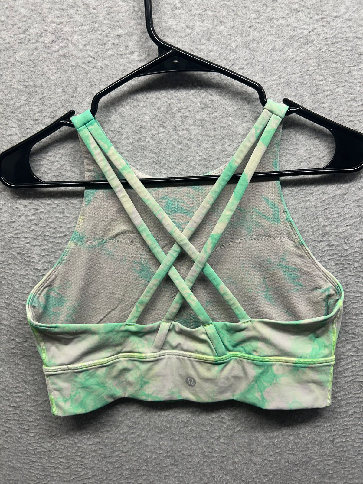 Lululemon Energy Bra High Neck Long Line Shibori Size 10 Dual Shibori White Highlight Yellow Green