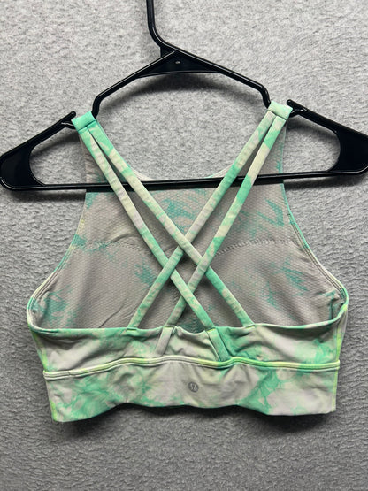 Lululemon Energy Bra High Neck Long Line Shibori Size 10 Dual Shibori White Highlight Yellow Green
