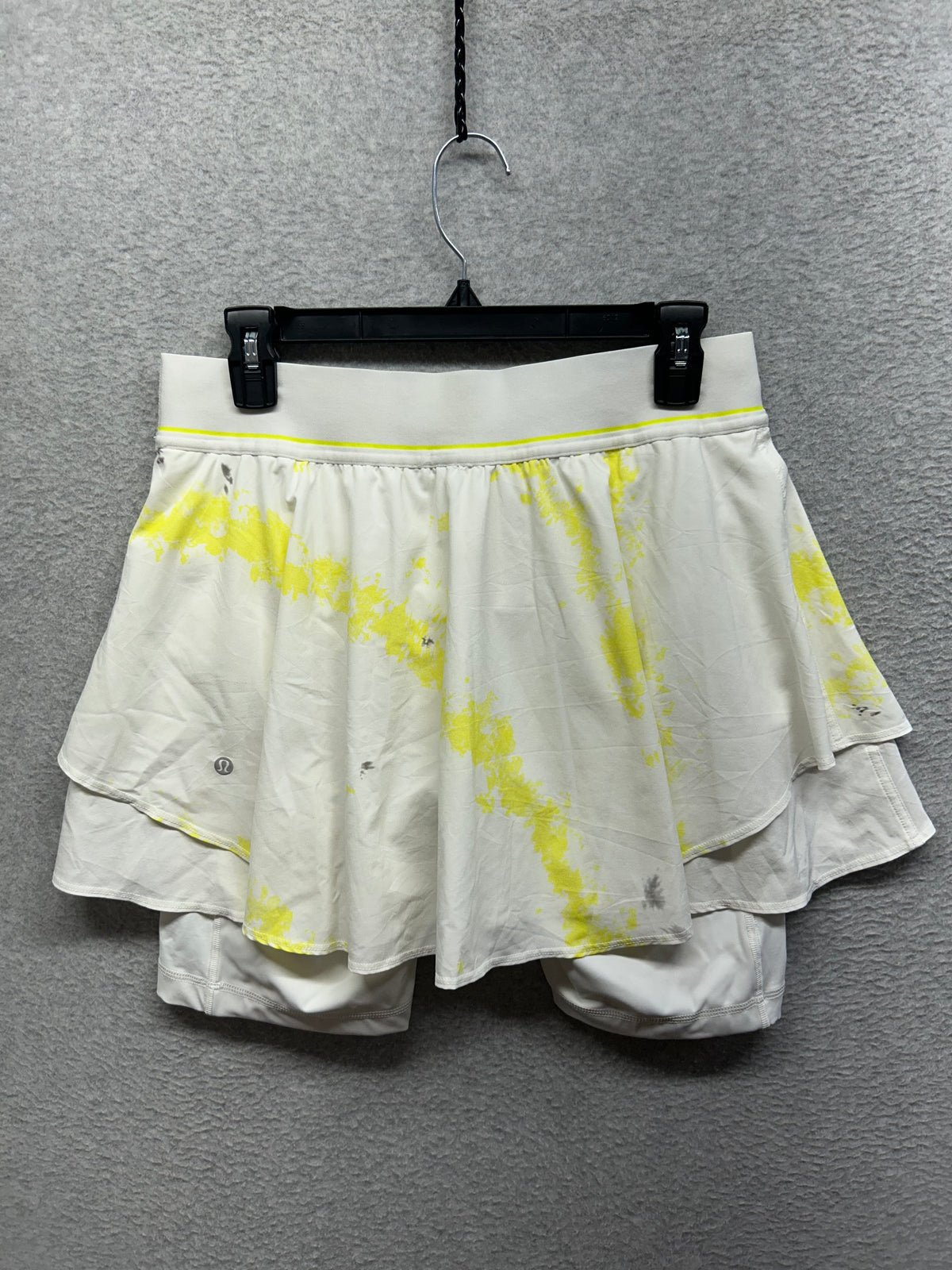 Lululemon Court Rival High-Rise Skirt Extended Liner Size 10 Cross Court Wash Electric Lemon Multi / White