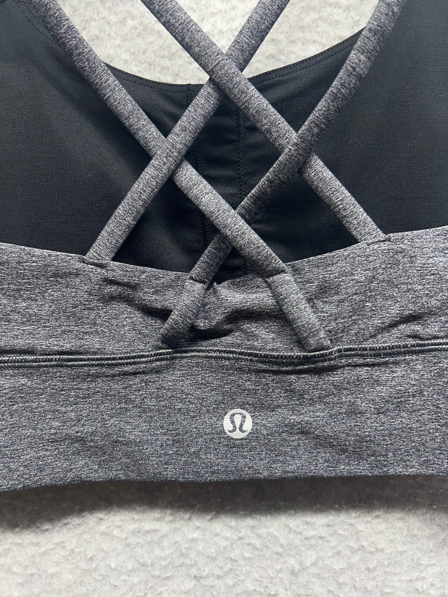 Lululemon Energy Bra Long Line Size 6 Heathered Black
