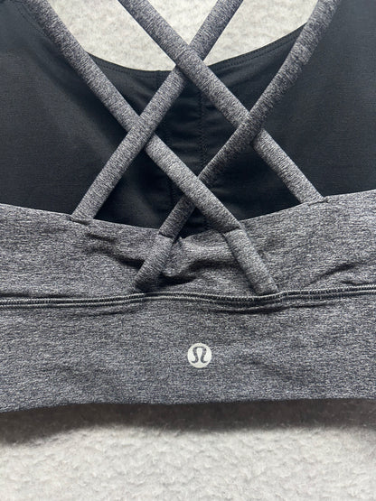 Lululemon Energy Bra Long Line Size 6 Heathered Black