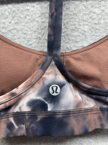 Lululemon Flow Y Nulu Bra Light Support, A–C Cups Size 2 Diamond Dye Seashell Smoky Topaz Graphite Grey