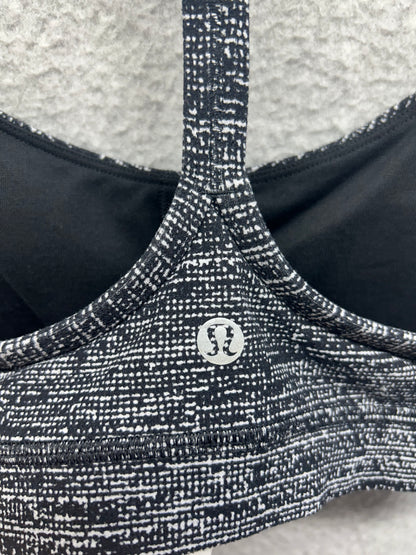Lululemon Flow Y Bra Nulu Size 2 Twillines Ice Grey Black