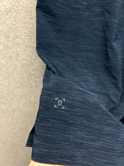 Lululemon T.H.E. Short Linerless 9" Updated Size L Heathered Texture Printed Iron Blue True Navy