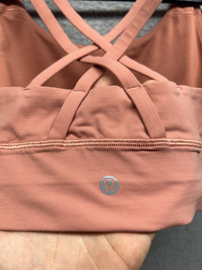 Lululemon Energy Longline Bra Medium Support, B–D Cups Size 6 Pink Savannah