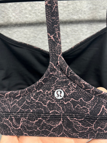 Lululemon Flow Y Bra Nulu Size 8 Lacescape Spanish Rose Black