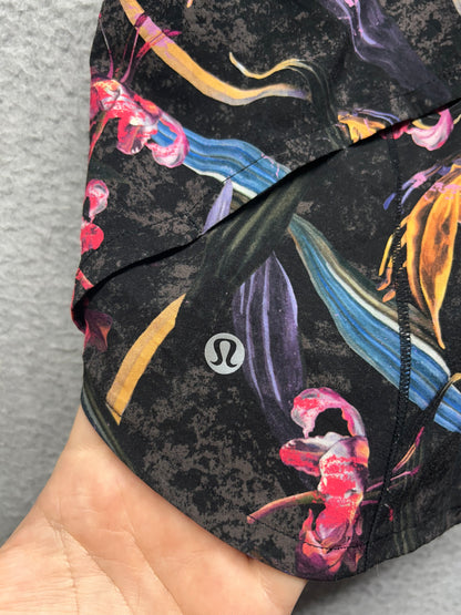 Lululemon Speed Up Mid-Rise Lined Short 4" Size 2 Veiled Floral Black Multi / Black