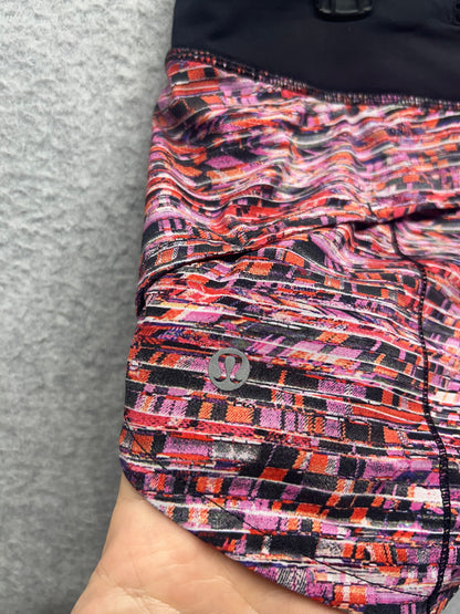 Lululemon Speed Up Short 2.5" Size 6 Flash Pleat Orange Multi / Black
