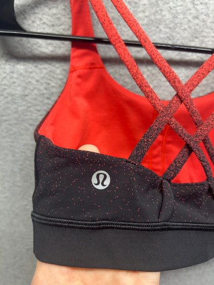 Lululemon Energy Bra Size 6 Ombre Speckle Stop Jacquard EB Black Thermal Red