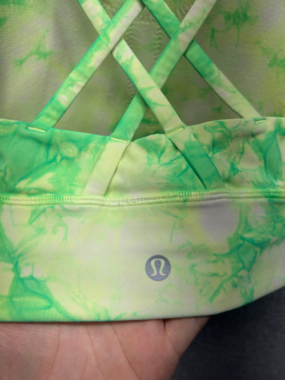 Lululemon Energy Bra High Neck Long Line Shibori Size 6 Dual Shibori White Highlight Yellow Highlight Green