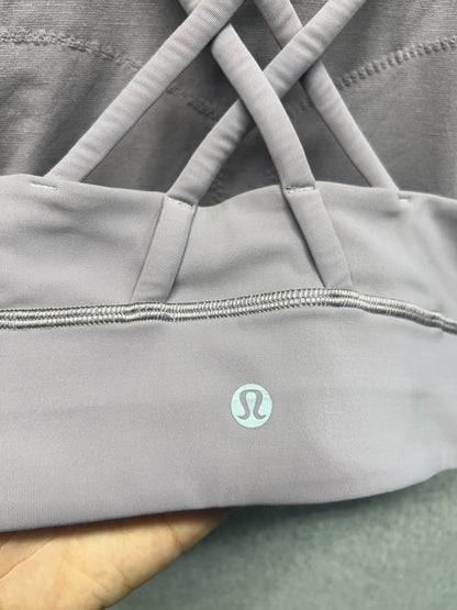 Lululemon Energy Bra High Neck Long Line Tough Size 6 Violet Verbena