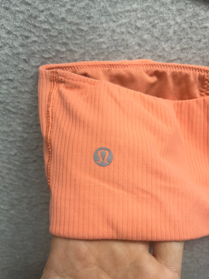 Lululemon Ribbed Nulu Asymmetrical Yoga Bra Size 4 Sunny Coral