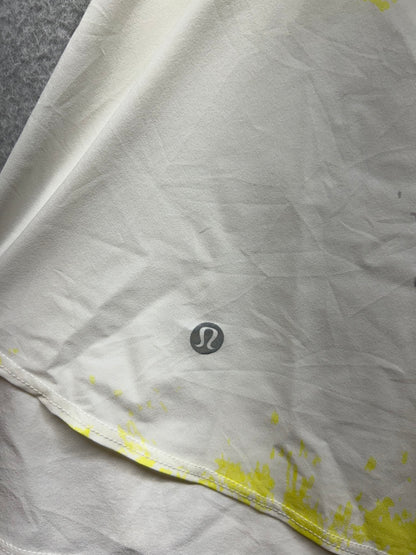 Lululemon Court Rival High-Rise Skirt Extended Liner Size 10 Cross Court Wash Electric Lemon Multi / White