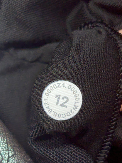 Lululemon Wunder Train Longline Bra Medium Support, C/D Cup Size 12 Logo Flourish Black Iridescent Foil