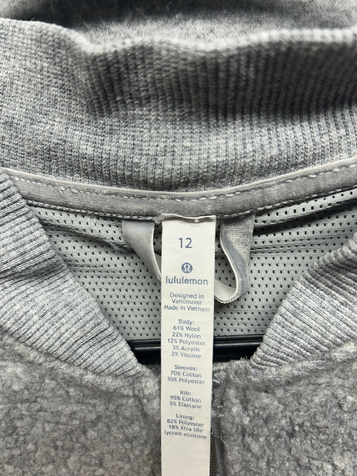 Lululemon Stand Out Sherpa Jacket Size 12 Heathered Core Light Grey / Silver Drop