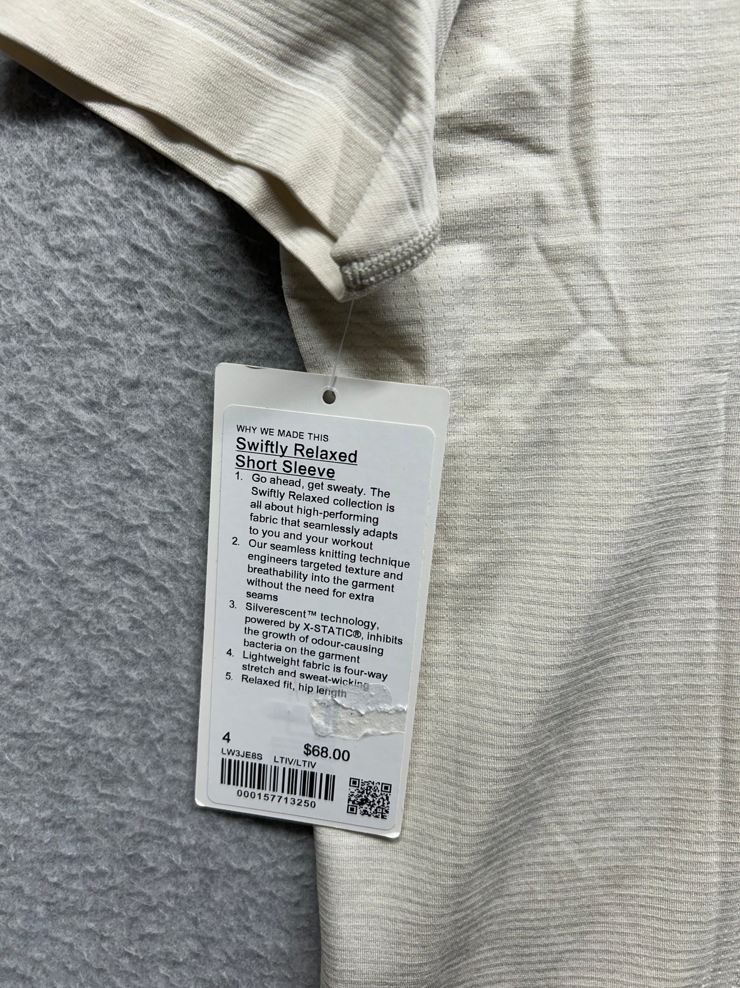 Lululemon Swiftly Relaxed Short-Sleeve Shirt Size 4 Light Ivory