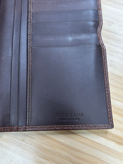 Bvlgari Leather Brown Long Wallet Clip