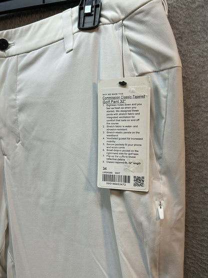Lululemon Commission Classic Tapered Golf Pant White 34x32